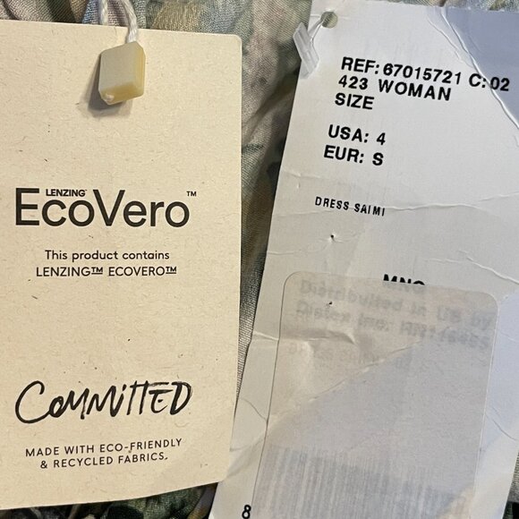 Mango MNG Off One Shoulder Dress Sz SMALL Floral Ruffle Tie Belt NEW - Picture 11 of 14